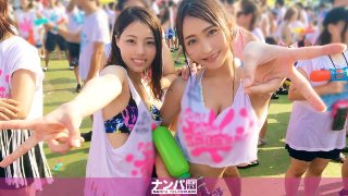 ファ●ファ●スプラッシュナンパ! パリピの集まるずぶ濡れフェス!ノリよく過ごせばギャルと飲める!車で送るよとホテルに連れ込めば…その後は水着でツイスター!?ヤリマンギャルと浮気初心者、大学生2人組は互いのSEXに興味津々の巻【4P乱交】 MGS