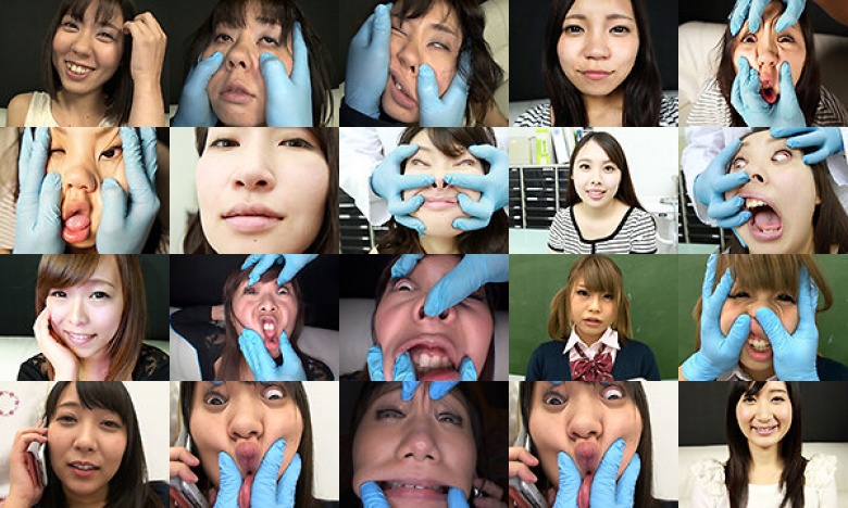 美丽的女人的脸倒塌恶作剧（1）放荡的手指:样本图像