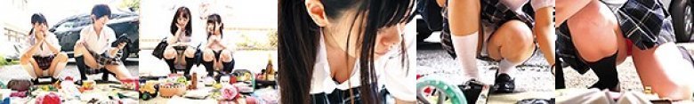 【素人盗撮動画】 フリーマーケット会場でパンチラ、胸チラしまくる制服美少女たち:イメージ画像