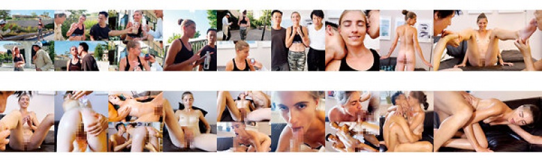 世界共通のBody Language ランニング中の健康的美女を翻訳機のみでガチナンパ!彼氏無しの欲求不満な金髪女が狂乱するザーメンまみれ3PSEX!:イメージ画像
