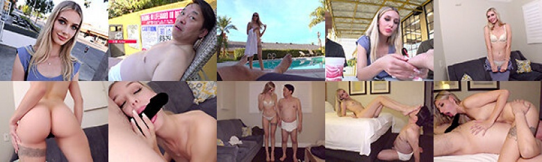 Reverse pick-up in Los Angeles! ? A mysterious blonde beauty by the hotel pool predicts the future with Taku Yoshimura's palm reading! Death or Sex! Emily (25):Thumnail