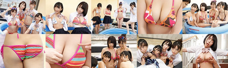 イケてる女子グループが学校の屋上にプールを設置!制服×プール×水着のエロ過ぎる組み合わせに勃起して…去年まで女子校だった学校に編入したら…:イメージ画像