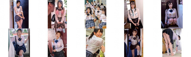 只有女学生！胸罩透明度：200％16人，16名穿着制服的女孩中有4小时因突然倾盆大雨而被湿润浸透。:样本图像