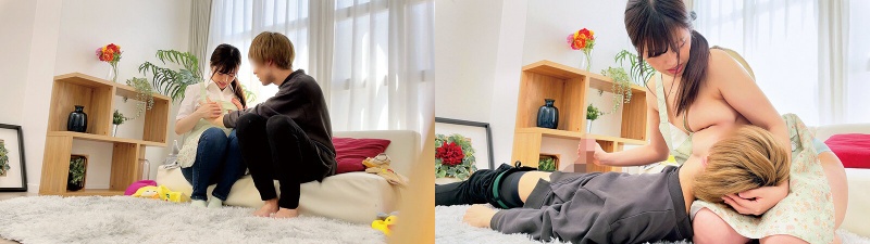 かわいい巨乳現役保育士さんが裸エプロン1枚で童貞君の筆下ろし！？ぷるるんおっぱい授乳手コキで童貞君と一緒にムラムラしちゃった…りか先生:イメージ画像