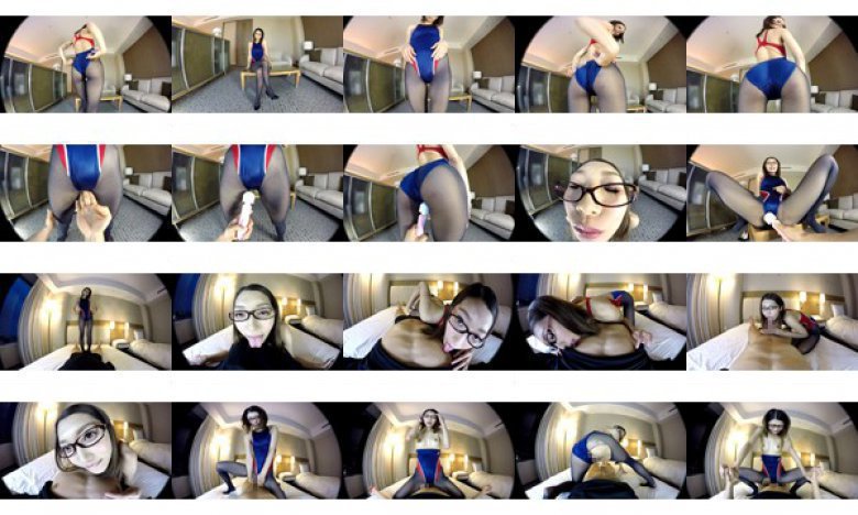 【VR】香苗レノン 美脚×競泳水着×パンスト眼鏡 VR スレンダーくびれ眼鏡美女と中出しSEX！！:イメージ画像