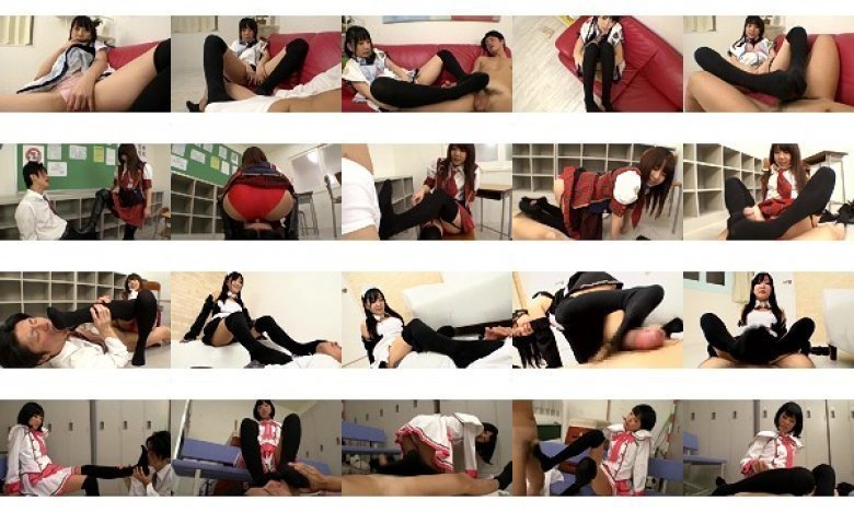 ニーハイ美脚 足コキ責めに悦ぶM男:イメージ画像