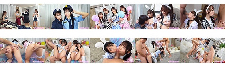 【流出映像】ゆるコスサークル内で撮影会！いつもは出来ないコスプレに女の子は楽しく写真を撮られていくが、男たちはコスプレ中のパンチラや際どい姿に悶々としていろいろなポージングをさせていく…撮影会終わりにそのままスタジオで打ち上げが始まると…えりか＆れい編～:イメージ画像